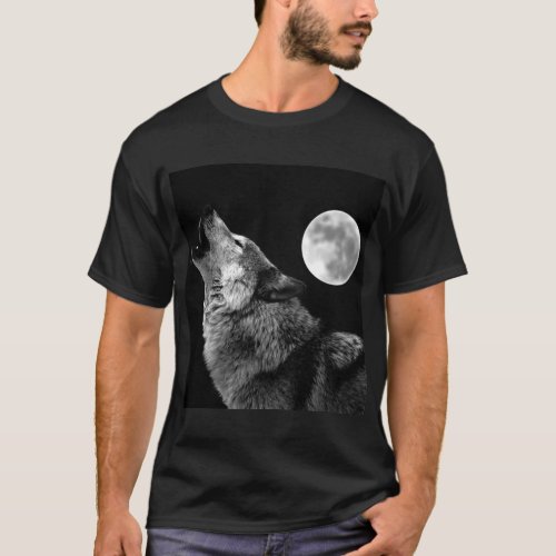 Lone Wolf Howling at Moon T_Shirt