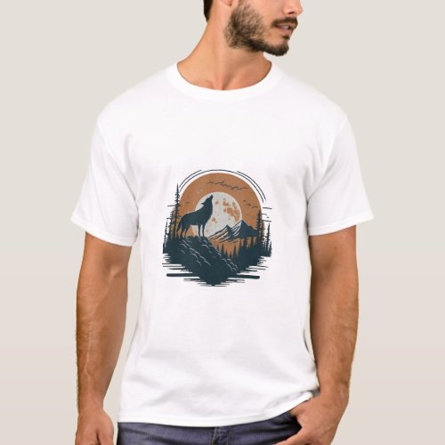 lone wolf howling at the moon T_Shirt