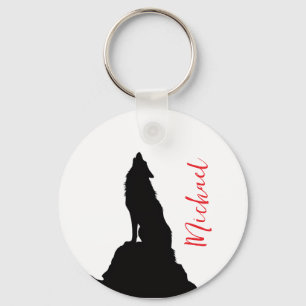 Lone Wolf Howling Your Name Custom Handwriting Keychain