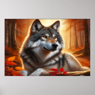 Lone Wolf in the Forest: Solitude Amidst Nature Poster