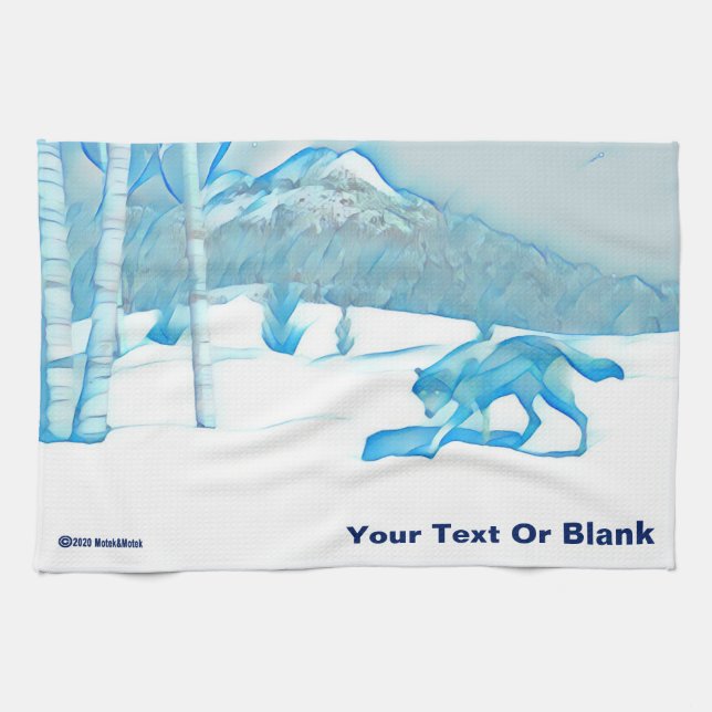 Lone Wolf In WInter Kitchen Towel (Horizontal)