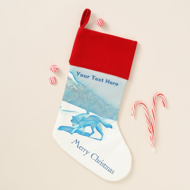 Lone Wolf In WInter - Merry Christmas Stocking (Front)