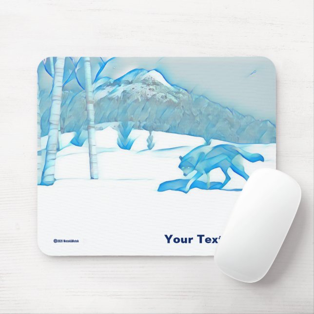 Lone Wolf In WInter Mouse Pad (With Mouse)