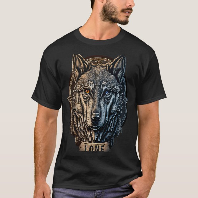 Lone Wolf Moon Howling Wolf Pack Head Wolves Howl T-Shirt (Front)