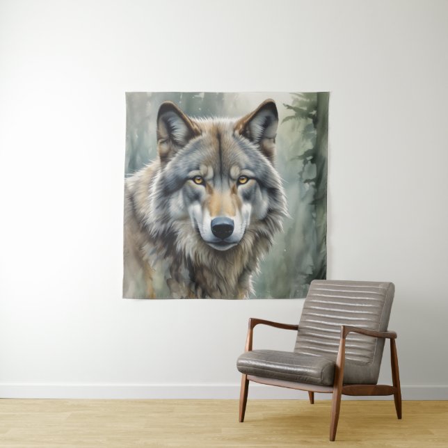 Lone Wolf Motivational Inspirational Art Tapestry (In Situ)