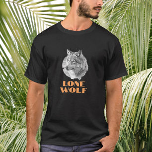 "Lone Wolf" or Your Message, Grey Wolf Art T-Shirt