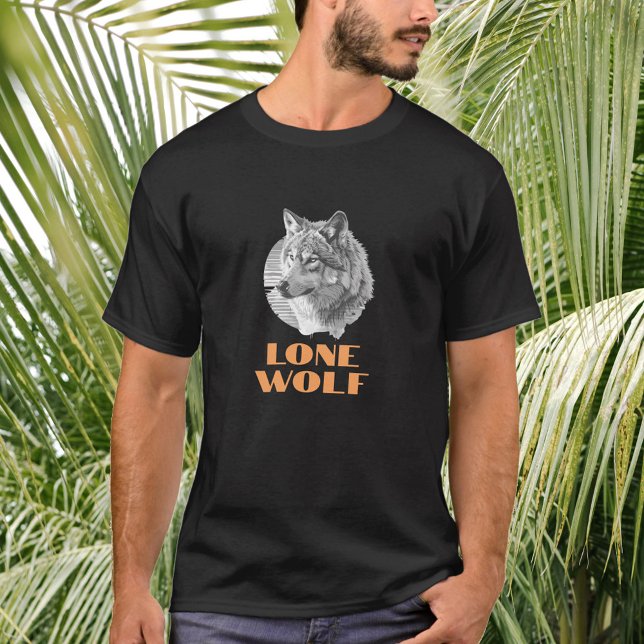"Lone Wolf" or Your Message, Grey Wolf Art T-Shirt (Creator Uploaded)