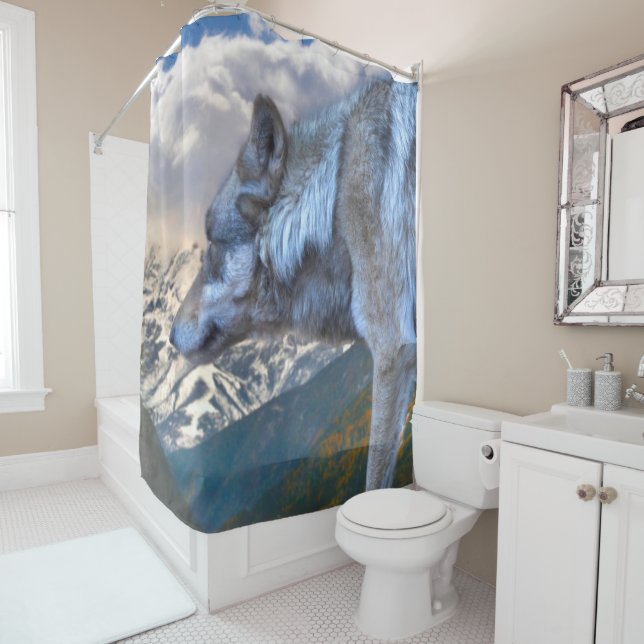 LONE WOLF OVERLORD OF FREEDOM SHOWER CURTAIN (In Situ)