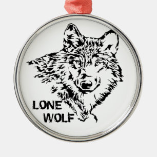 Lone Wolf Sketch Metal Ornament