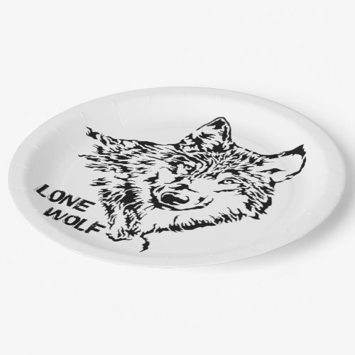 Lone Wolf Sketch Paper Plates