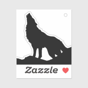 Lone Wolf Standing on a Hill Black Blue Pop Art Sticker