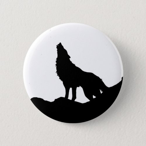 Lone Wolf Standing on a Hill Button