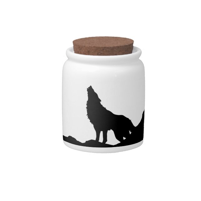 Lone Wolf Standing on a Hill Candy Jar (Front)