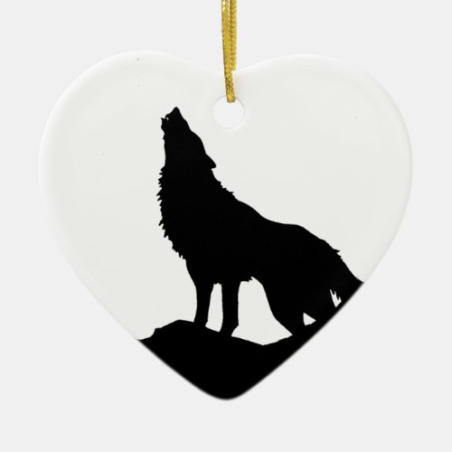 Lone Wolf Standing on a Hill Ceramic Ornament