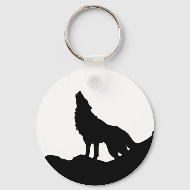 Lone Wolf Standing on a Hill Keychain (Front)