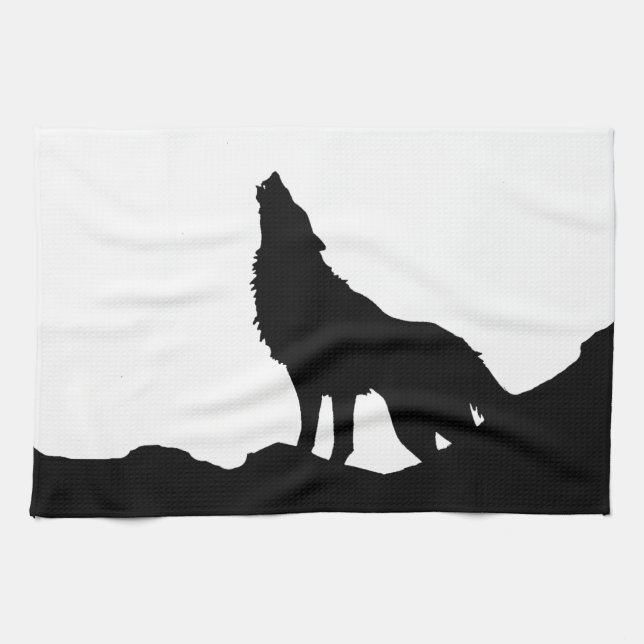 Lone Wolf Standing on a Hill Kitchen Towel (Horizontal)