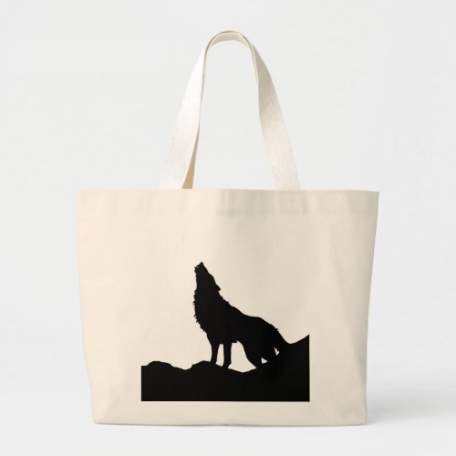 Lone Wolf Standing on a Hill Large Tote Bag