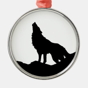 Lone Wolf Standing on a Hill Metal Ornament