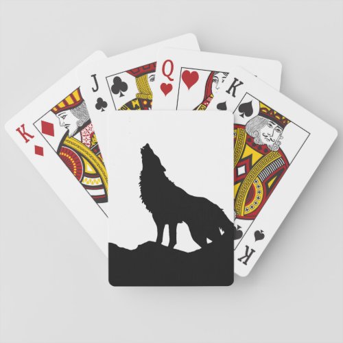 Lone Wolf Standing on a Hill Playing Cards
