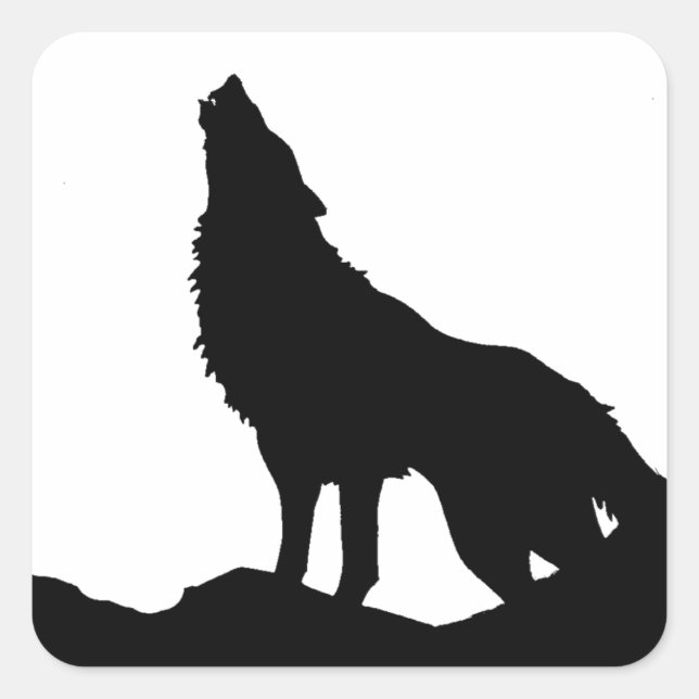 Lone Wolf Standing on a Hill Square Sticker (Front)