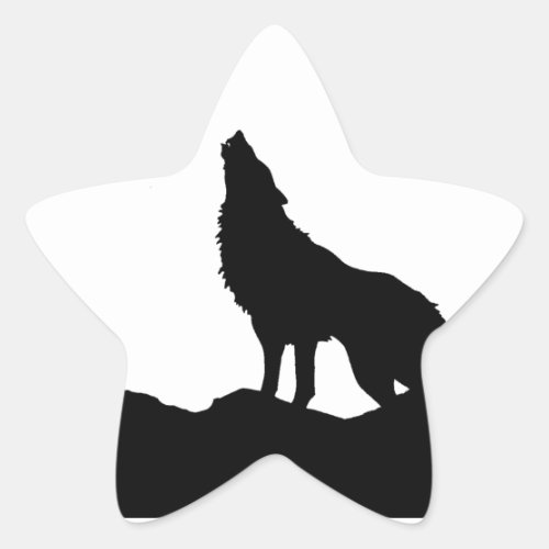 Lone Wolf Standing on a Hill Star Sticker