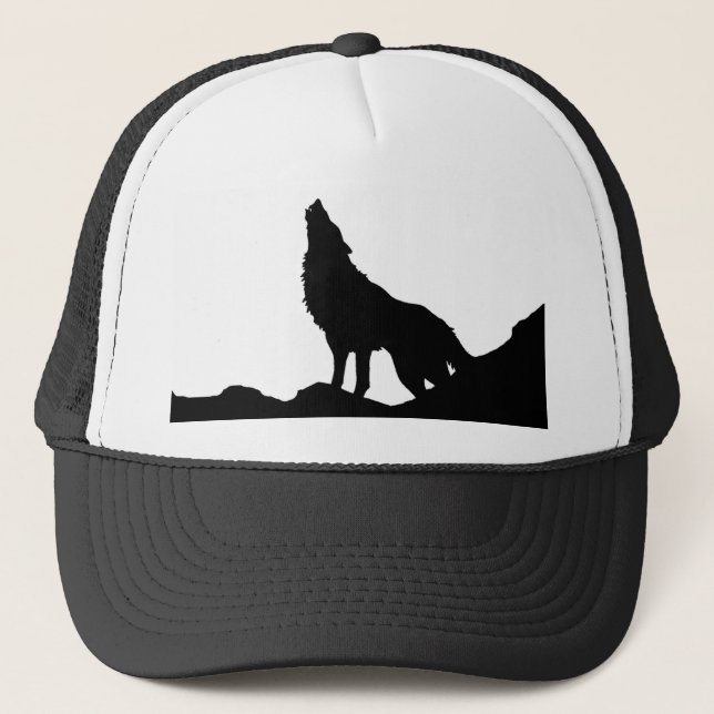 Lone Wolf Standing on a Hill Trucker Hat (Front)