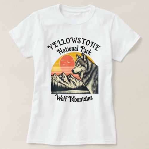 Lone Wolf Stands Before Majestic Mountain T_Shirt