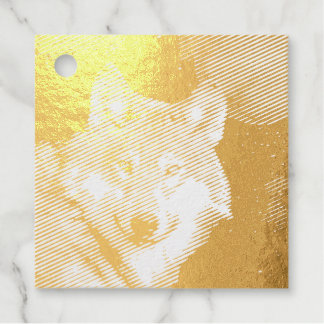 Lone wolf starry skies blood moon classic round st foil favor tags