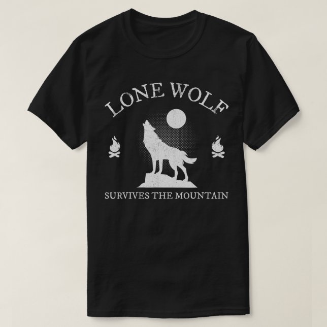 Lone Wolf Survives The Mountain Wolves Silhouette  T-Shirt (Design Front)