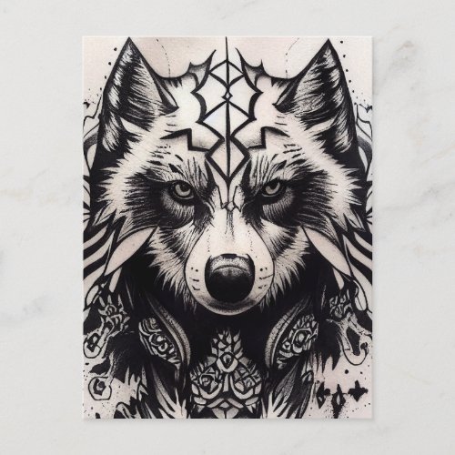 Lone Wolf Tribal Tattoo Wolves Powerwolf Pack  Postcard
