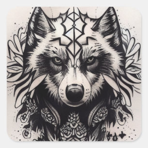 Lone Wolf Tribal Tattoo Wolves Powerwolf Pack Square Sticker