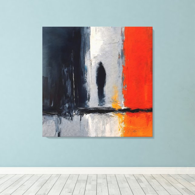 Loneliness – Abstract Figure In Urban Silence Canvas Print (Insitu(Wood Floor))
