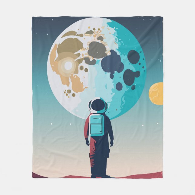 Lonely Astronaut Fleece Blanket (Front)