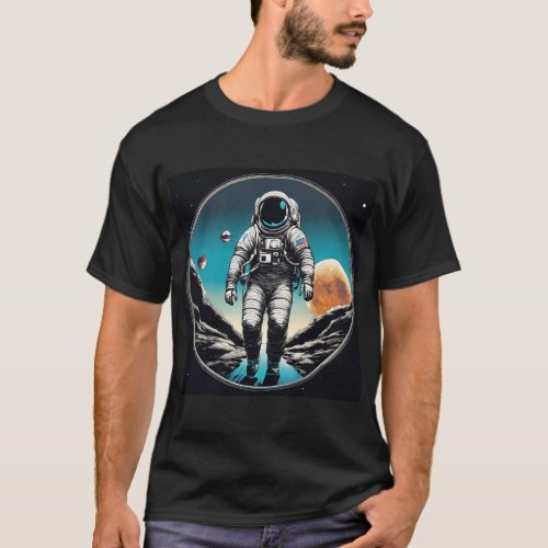 Lonely astronaut walking  T_shirt