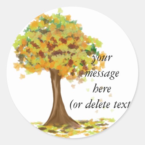 Lonely Autumn Tree Classic Round Sticker