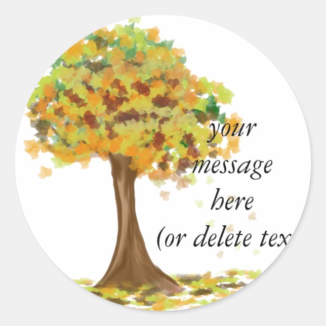 Lonely Autumn Tree Classic Round Sticker (Front)