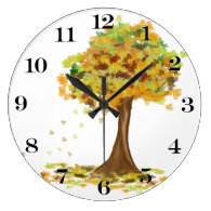 Lonely Autumn Tree Large Clock