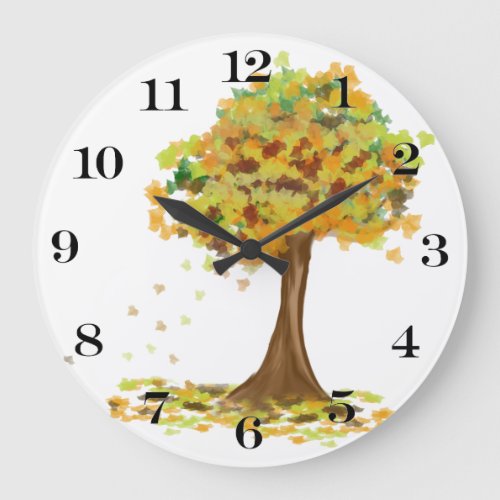 Lonely Autumn Tree Large Clock