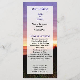 Lonely Beach at Sunrise Norfolk VA Wedding Program