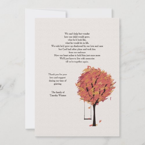 Lonely Bereavement Thank You Card