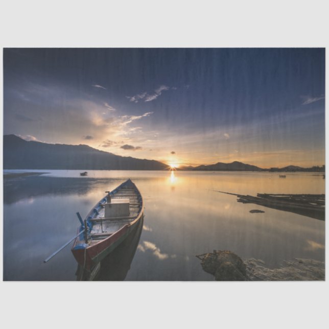 Lonely Boat Ocean 20-x30 Decoupage Tissue Paper (Front)