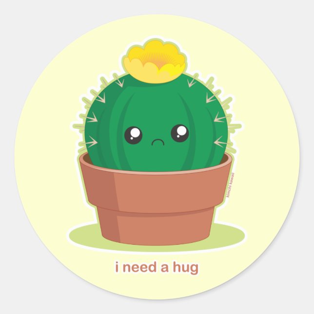 Lonely Cactus Classic Round Sticker (Front)
