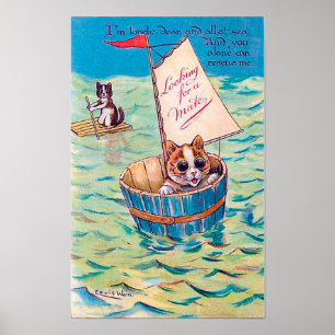 Lonely Cat at Sea, Louis Wain Poster