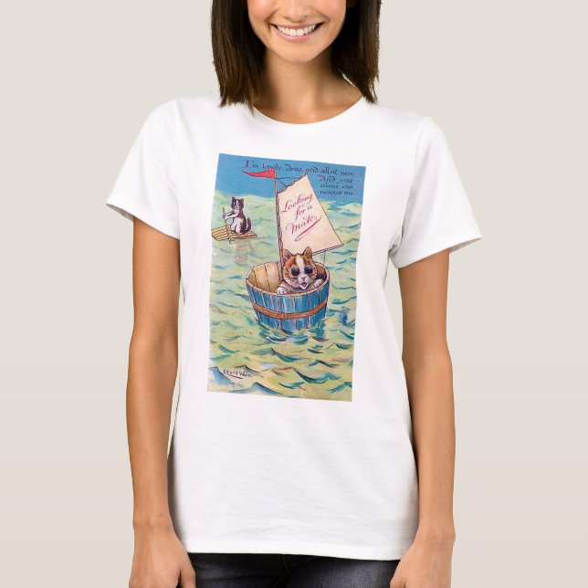 Lonely Cat at Sea, Louis Wain T-Shirt (Front)