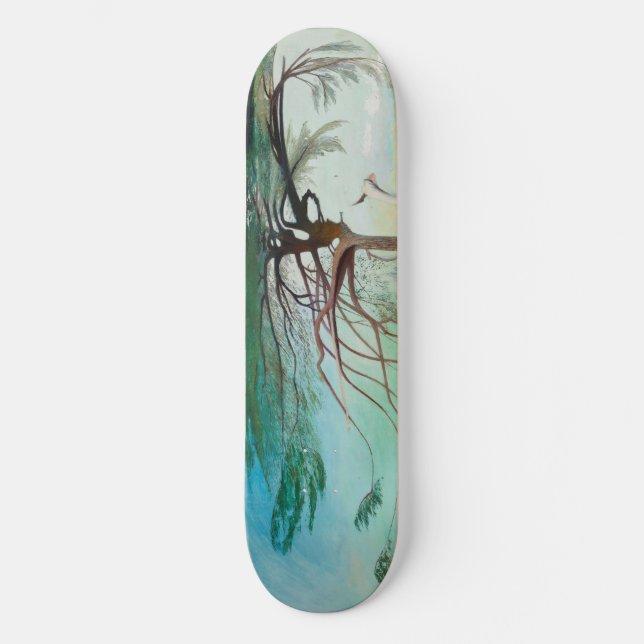 Lonely Cedar Tree Landscape Painting Skateboard Deck (Front)