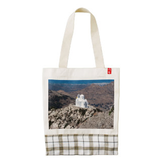 Lonely church in Greek mountains Zazzle HEART Tote Bag