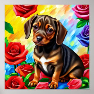 Lonely Dachshund Puppy Dog Print Art