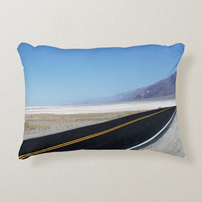 Lonely Desert Road in Death Valley, CA Accent Pillow (Front)