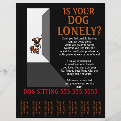 Lonely Dog SittingSitterServiceBusiness Flyer