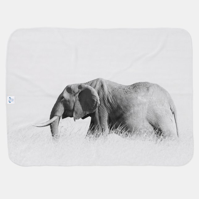 Lonely Elephant (High Key) Baby Blanket (Back Horizontal)